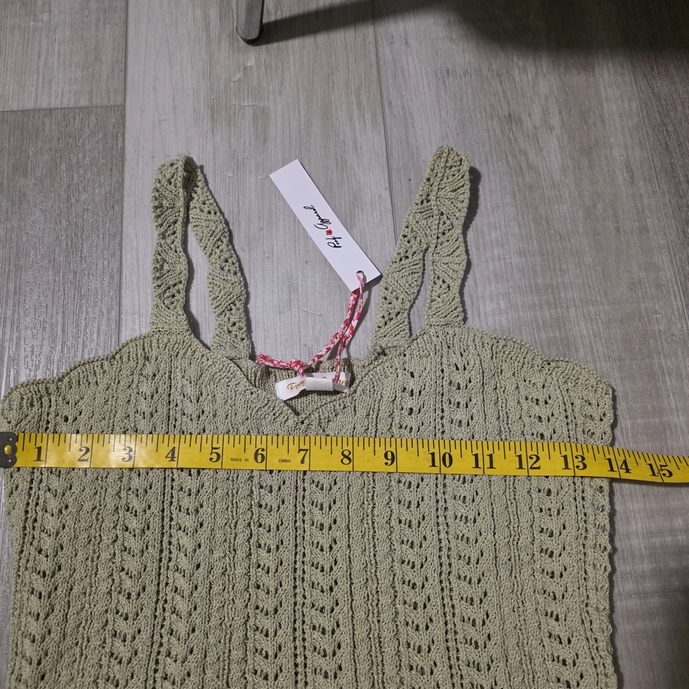 Poof Apparel Sage Green Crochet Tank Top Medium NWT - Picture 8 of 11